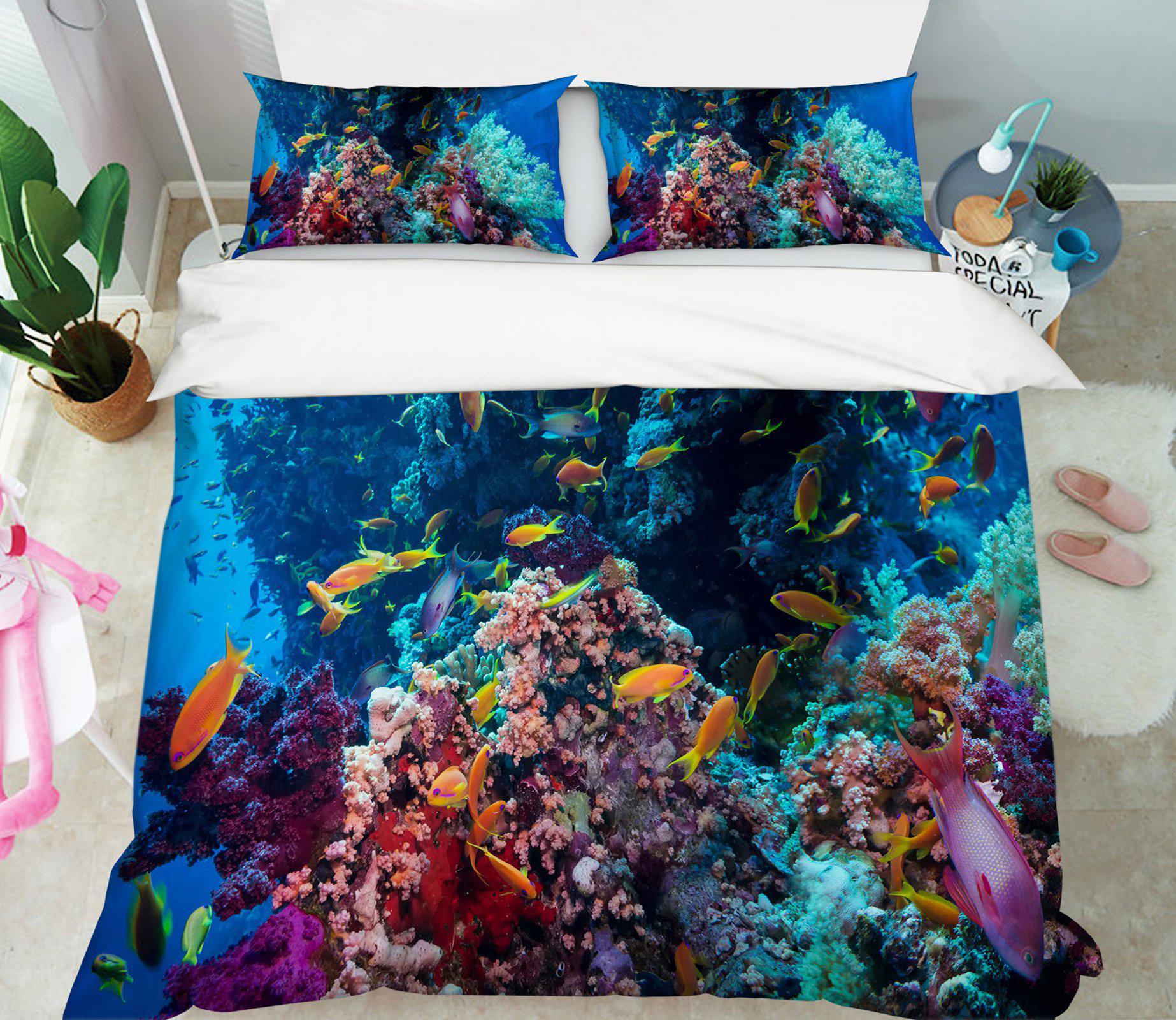 3D Bed Pillowcases Quilt Coral Sea 21055 Quilt Cover Set Bedding Set Pillowcases 3D Bed Pillowcases Quilt Duvet cover