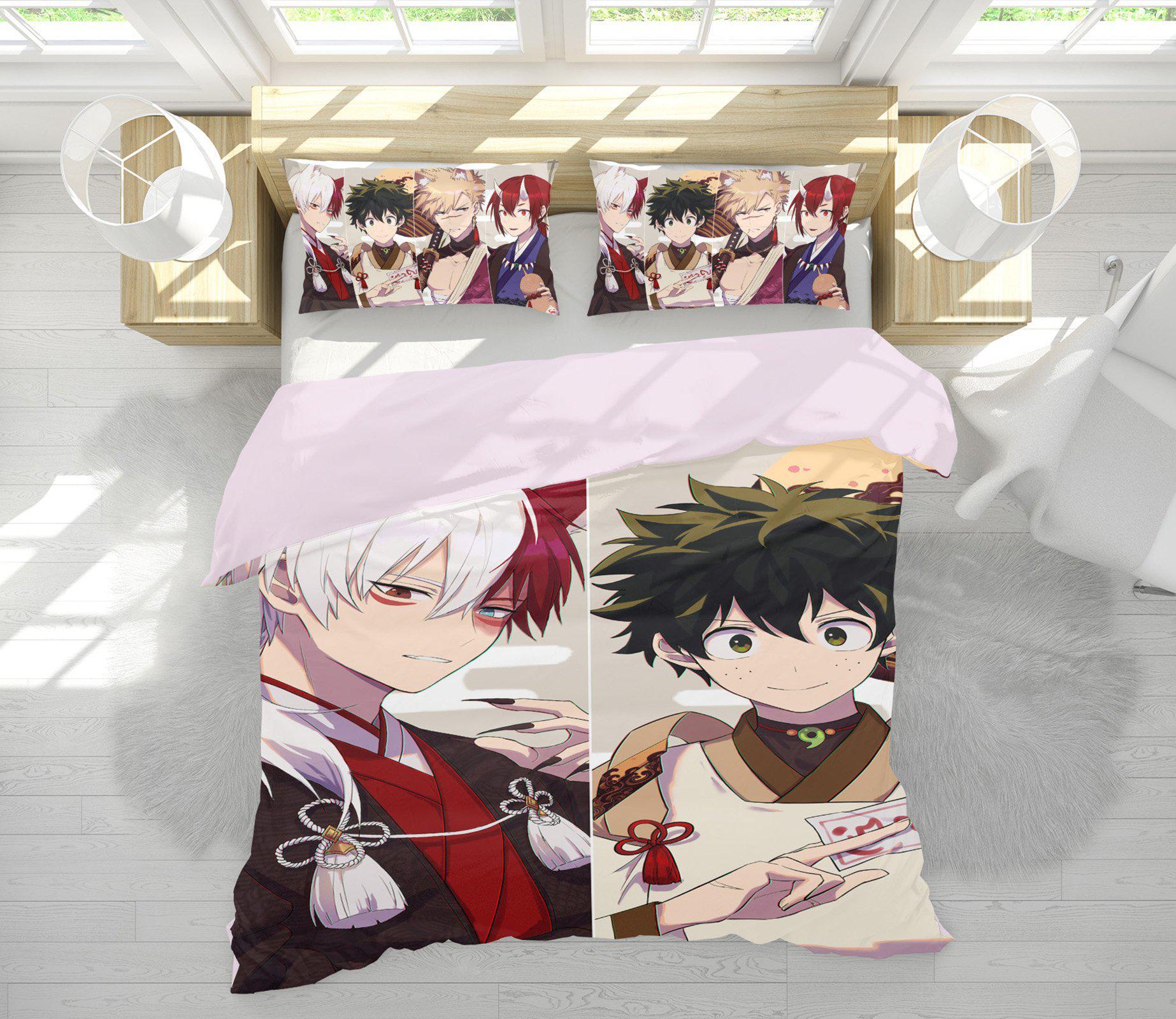 3D Bed Pillowcases Quilt My Hero Academia 21073 Anime Quilt Cover Set Bedding Set Pillowcases 3D Bed Pillowcases Quilt Duvet cover
