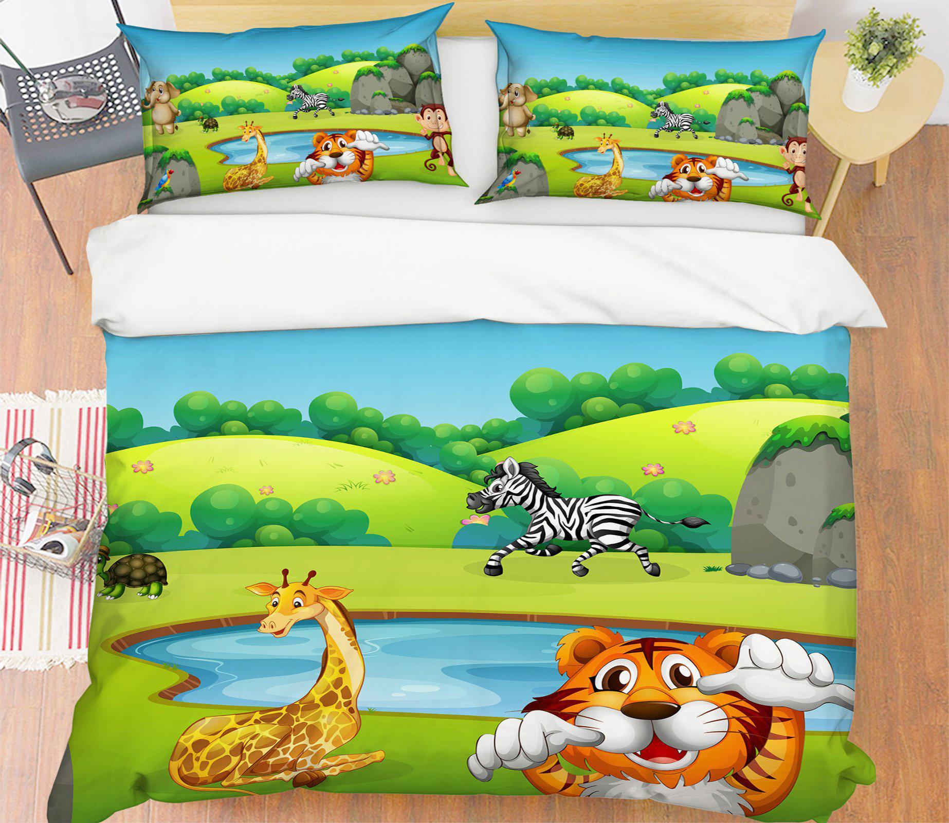 3D Bed Pillowcases Quilt Zebra Lion Giraffe 19160 Quilt Cover Set Bedding Set Pillowcases 3D Bed Pillowcases Quilt Duvet cover