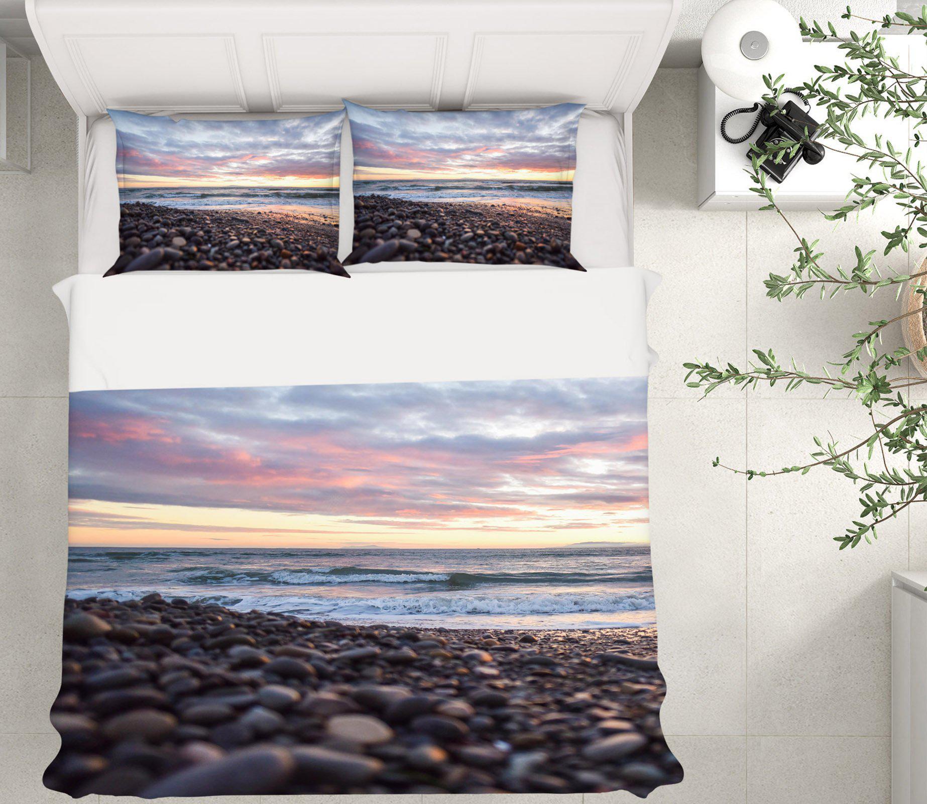 3D Bed Pillowcases Quilt Seaside Stones 19123 Quilt Cover Set Bedding Set Pillowcases 3D Bed Pillowcases Quilt Duvet cover