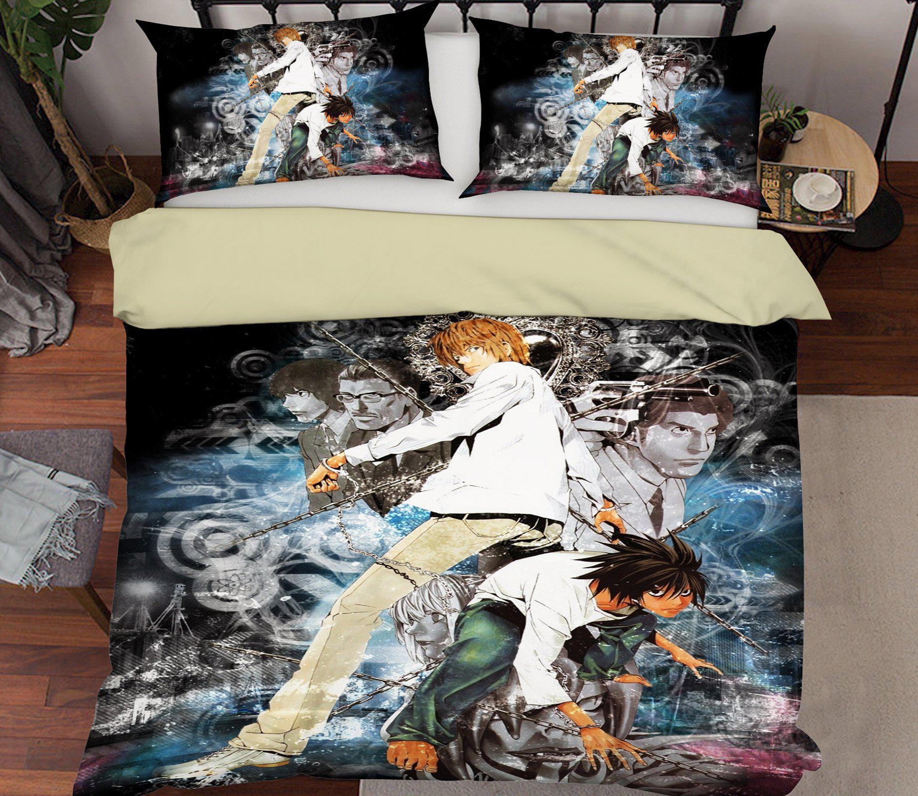 3D Bed Pillowcases Quilt Death Note 19024 Anime Quilt Cover Set Bedding Set Pillowcases 3D Bed Pillowcases Quilt Duvet cover