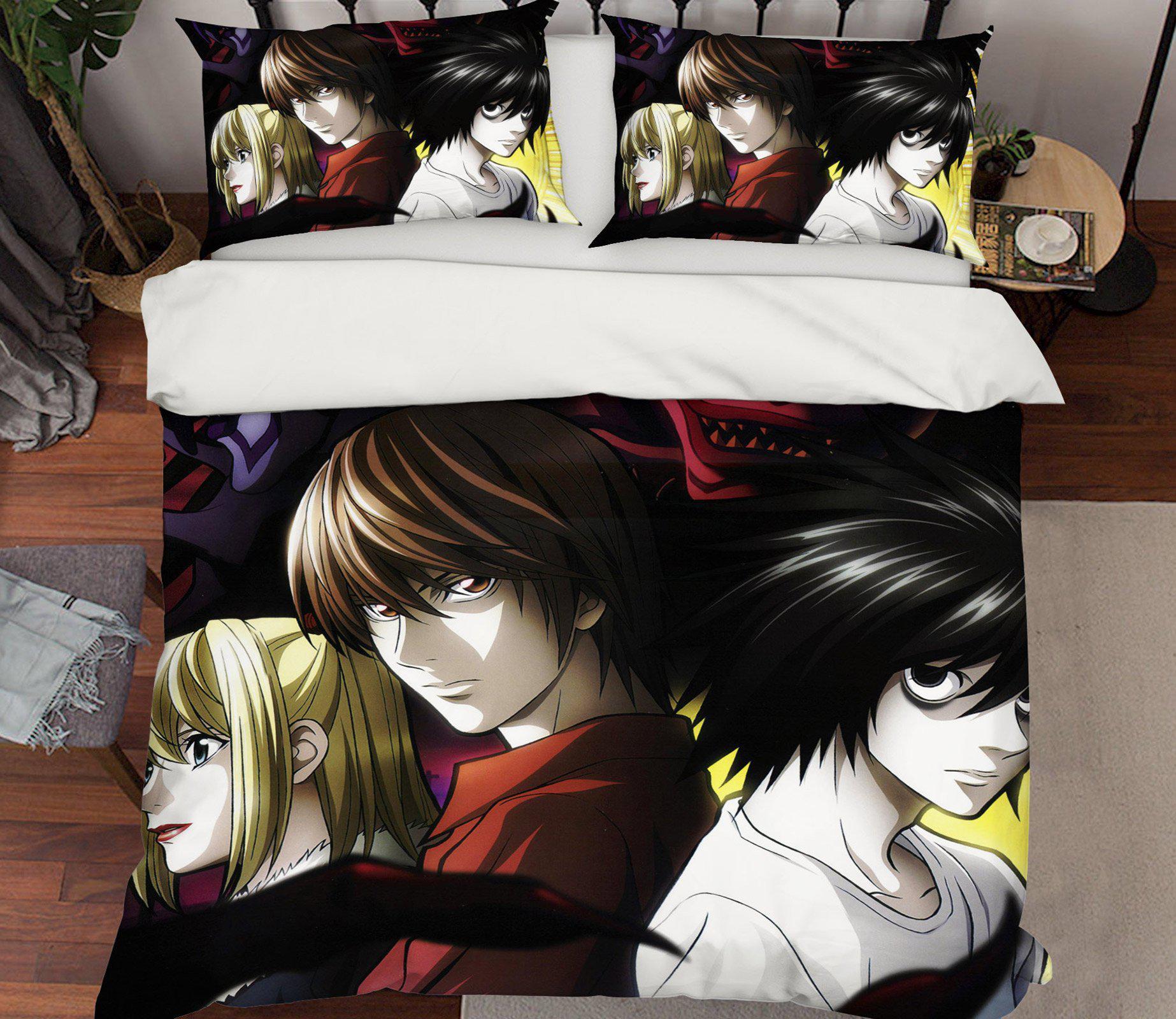 3D Bed Pillowcases Quilt Death Note 19022 Anime Quilt Cover Set Bedding Set Pillowcases 3D Bed Pillowcases Quilt Duvet cover