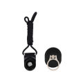 Creative 2 In 1 Mobile Phone Lanyard Set Detachable Mobile Phone Sling Rotating Ring Buckle Bracket-Black
