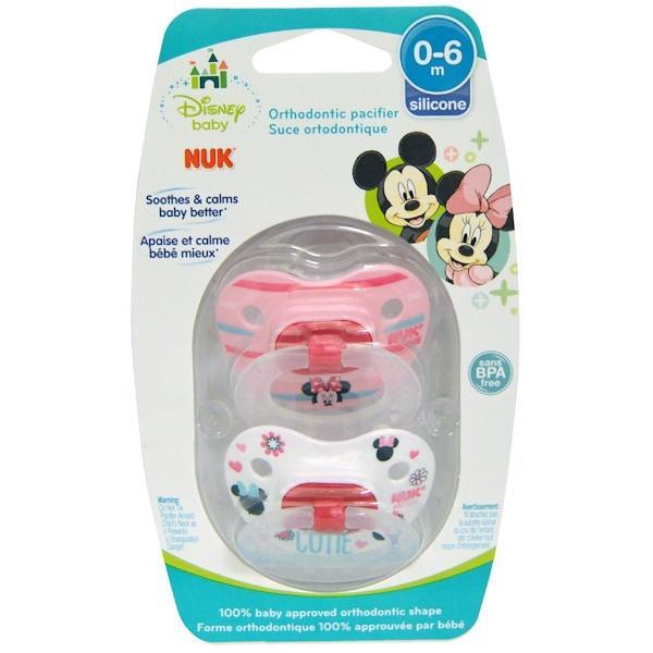 NUK Disney Baby Minnie Mouse Orthodontic Pacifier BPA Free 0-6 Months 2 Pacifiers