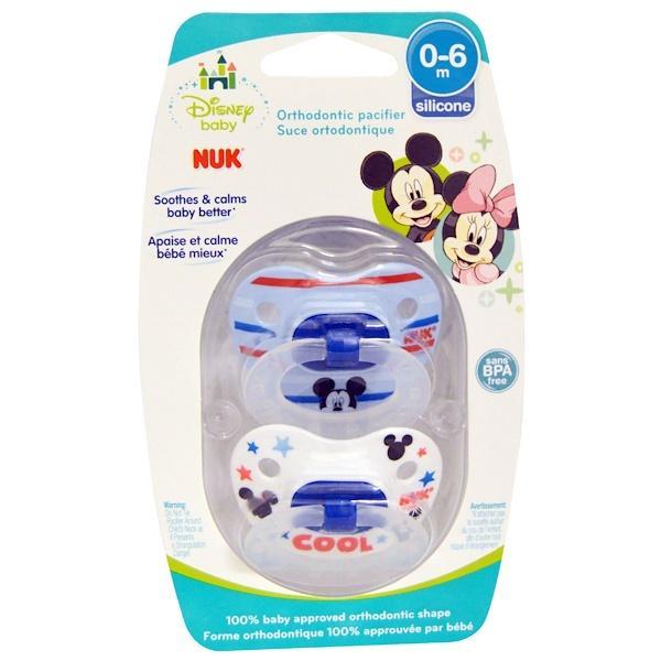 NUK Disney Baby Mickey Mouse Orthodontic Pacifier BPA Free 0-6 Months 2 Pacifiers