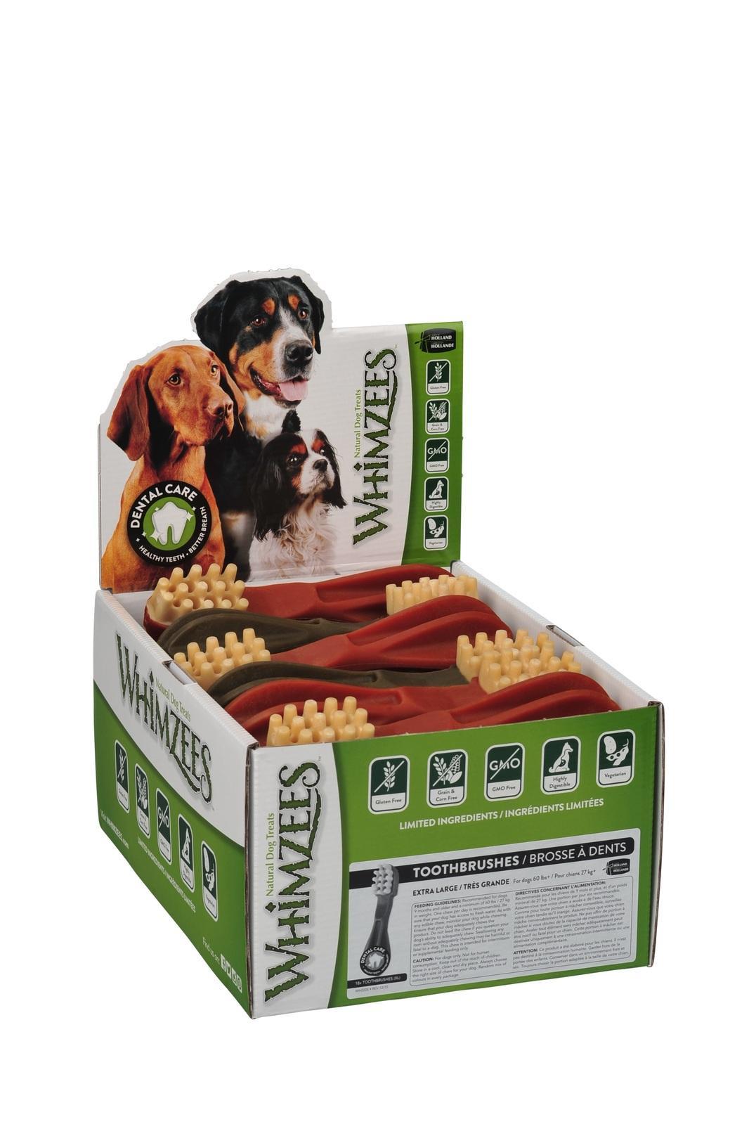 Whimzees Toothbrush Dental Care Dog Treat Display Box XL 18 Pack