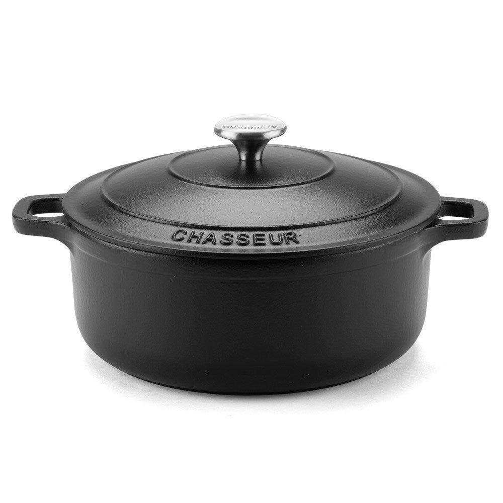 Chasseur Round French Oven /3.8L Size 24cm/3.8L in Matte Black