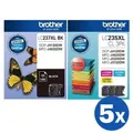 20 Pack Original Brother LC-237XL LC237XL BK + LC-235XL CL 3PK High Yield Ink Combo [5BK,5C,5M,5Y]