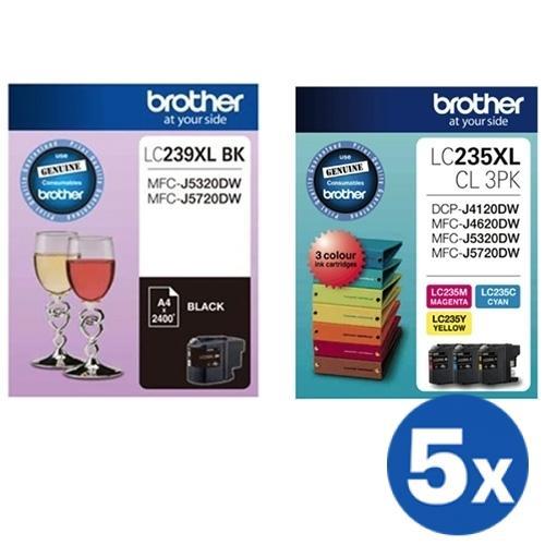 20 Pack Original Brother LC-239XL LC239XL BK + LC-235XL CL 3PK High Yield Ink Combo [5BK,5C,5M,5Y]