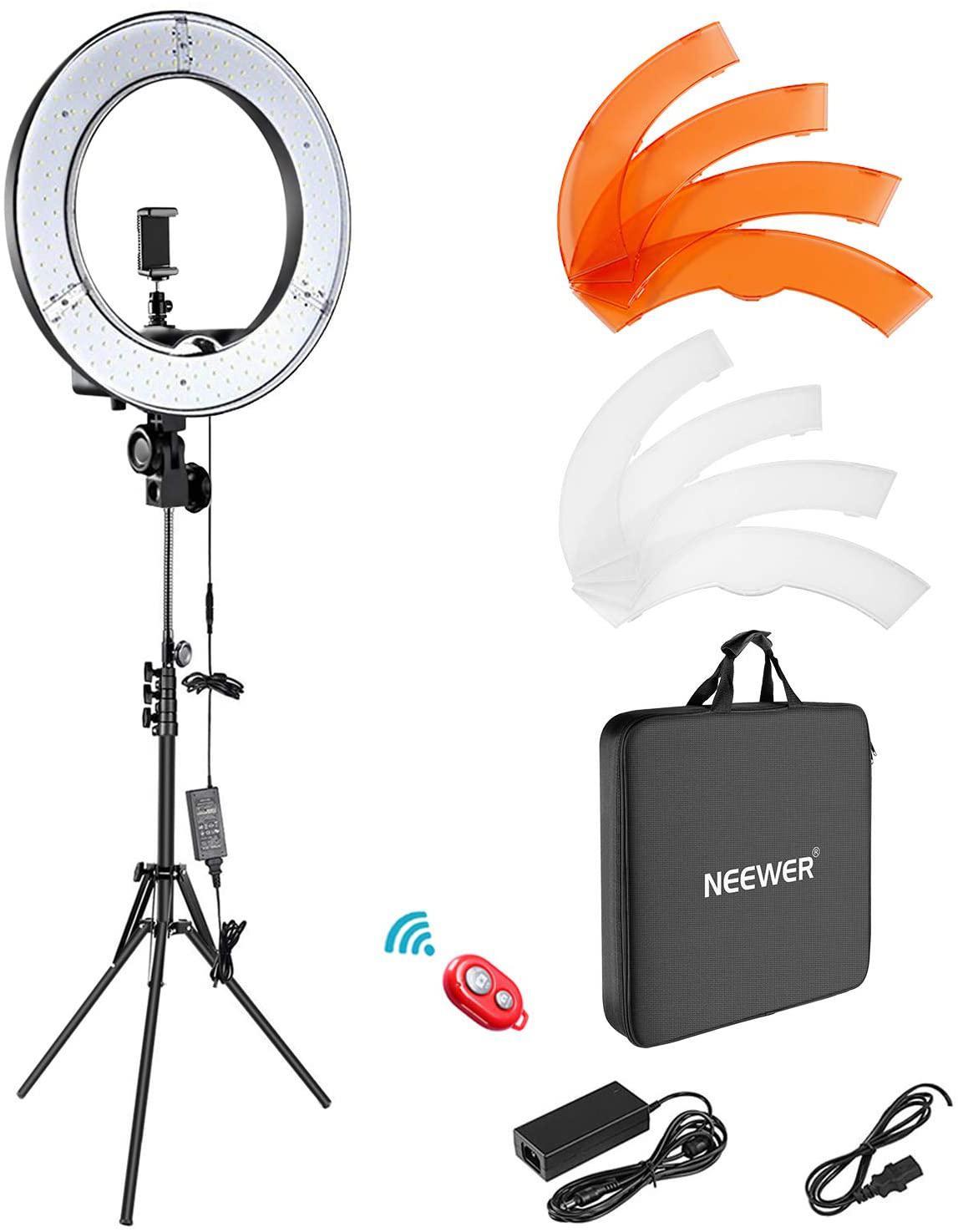 Neewer Camera Photo Video Light Kit: 18 Inches/48 Centimeters Outer 55W 5500K Dimmable LED Ring Light, Light Stand, Receiver for Smartphone