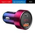 Baseus 45W Fast Charging Car Charger PD3.0 USB + Type-C Cigarette Lighter Adapter-Red