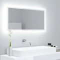 LED Bathroom Mirror High Gloss White 90x8.5x37 cm Acrylic vidaXL