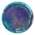 Sparkling Sapphire Blue Round Iridescent Dinner Plates 8 Pack