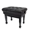 Crown Deluxe Double Padded Height Adjustable Large Piano Stool Height (Black)