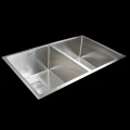 BRIENZ Handmade 1.5mm Stainless Steel Kitchen Sink with Square Waste - 835mm Double Bowl - Under/Top Mount