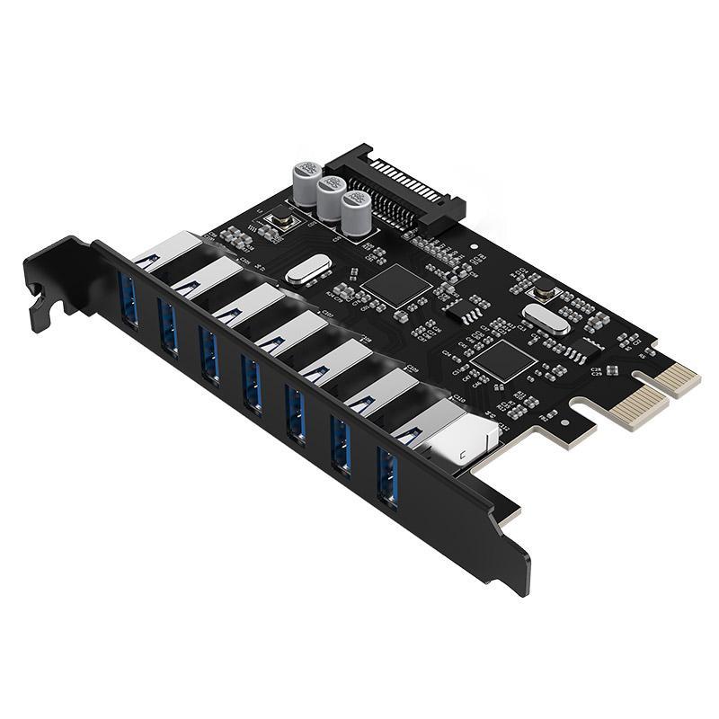 [PVU3-7U-V1] 7 Port USB3.0 PCI-E Expansion Card with Dual Chip Black
