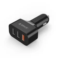 [UCH-Q3] Cigarette Lighter To 3x USB Quick Charge Ports Car Charger Black