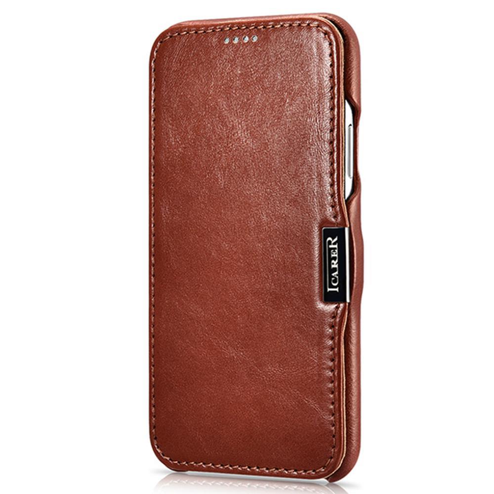 For iPhone XR Flip Case Retro Cowhide PU Leather Phone Case Slim Simple Business Smart Bag Cover for Apple iPhone XR