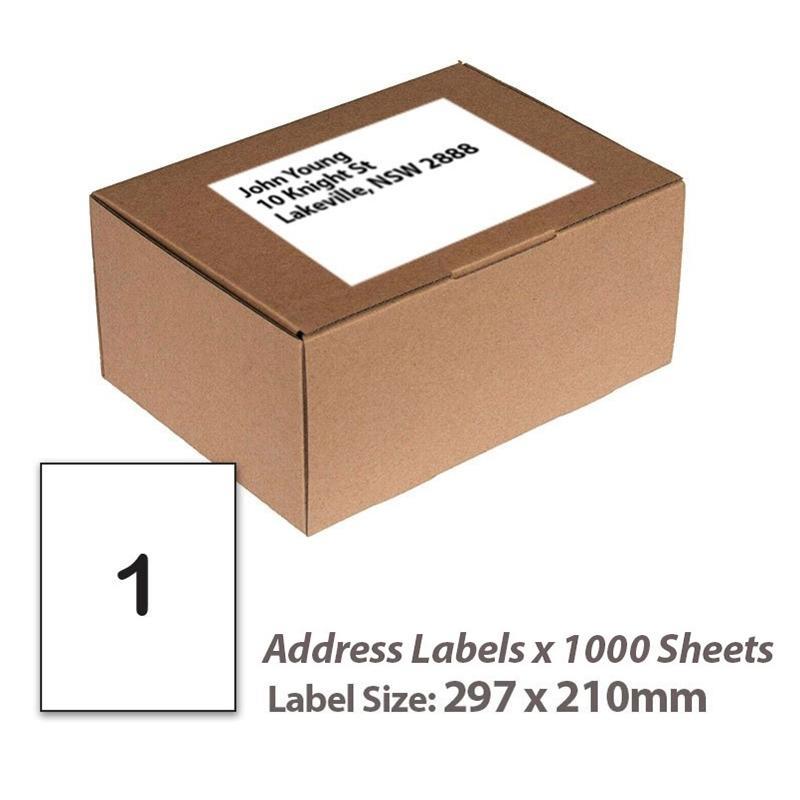 1000 Sheets A4 White Self Adhesive Paper Address Mailing Laser Inkjet Sticker Labels 297 x 210mm - 1 Label Per Sheet