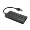 SIMPLECOM CH329 Portable 4 Port USB 3.2 Gen1 USB 3.0 5Gbps Hub with Cable Storage - Black