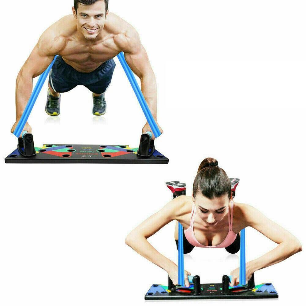9 in1 Push Up Board Yoga Bands Fitness Workout Train Gym Exercise Pushup Stands
