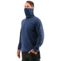 Caterpillar Men's ViralOff® Long Sleeve Gaiter Tee with Face Covering Top Shirt CAT - Detroit Blue - Small