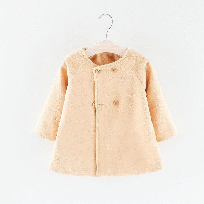 GoodGoods Toddler Baby Elegant Trench Coat Kid Woolen Jacket Outerwear(Beige,12-18 Months)