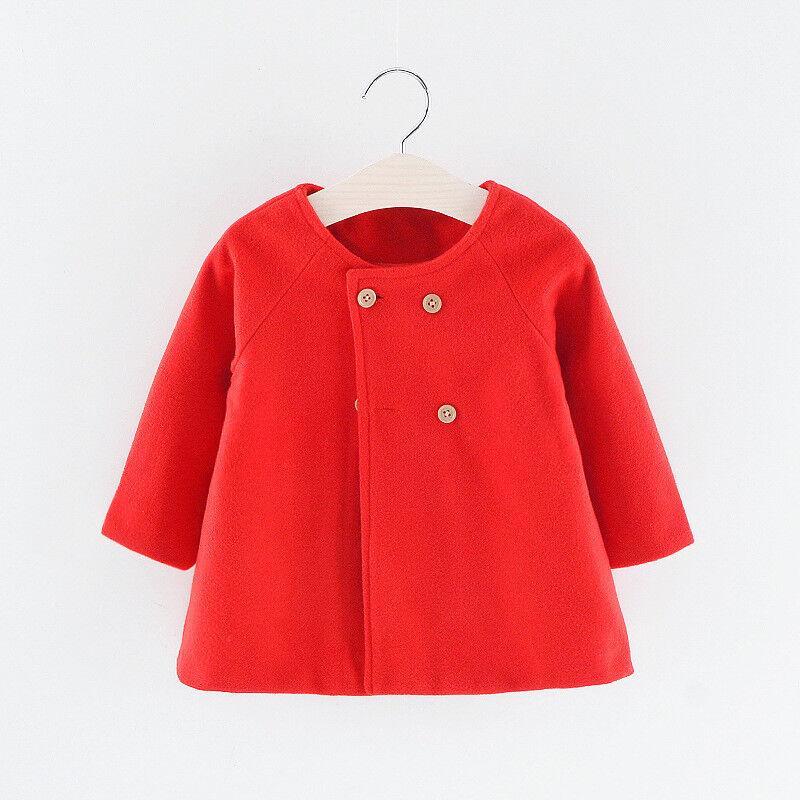 GoodGoods Toddler Baby Elegant Trench Coat Kid Woolen Jacket Outerwear(Red,2-3 Years)