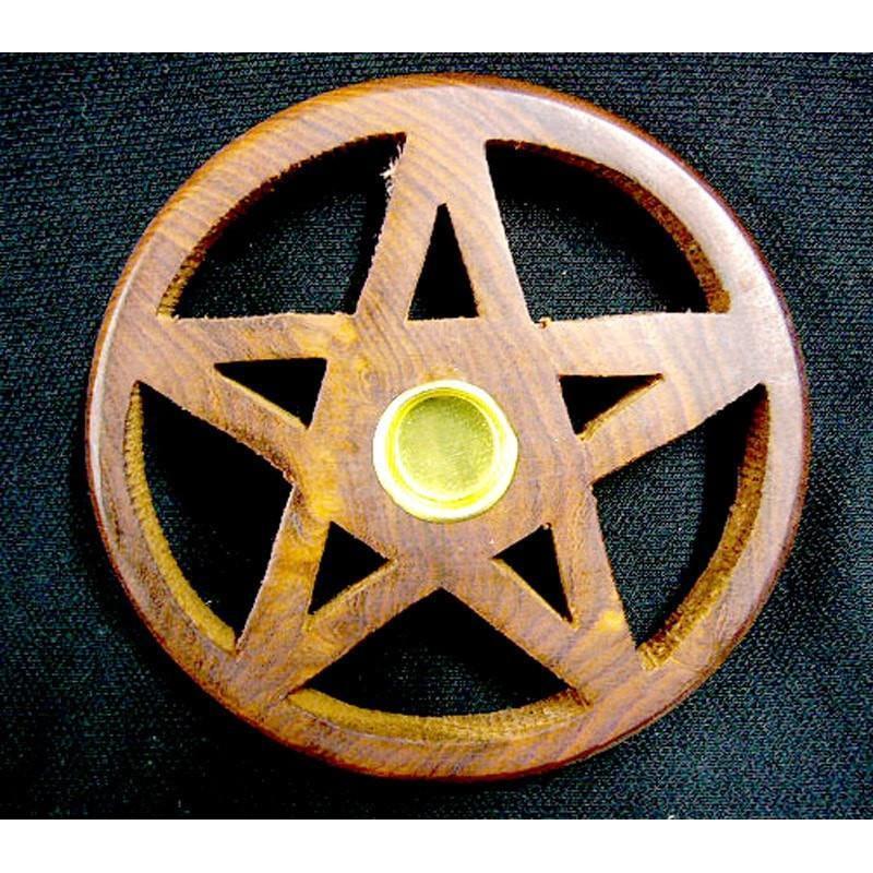 Wooden Dhoop Holder - Pentagram Star - Wicca Ritual Pagan Ash Catcher