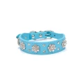 2 Pcs PU Leather Dog Collar Adjustable Pet Collar Pet Accessories Blossom Rhinestone Collar Dog Chain Collar