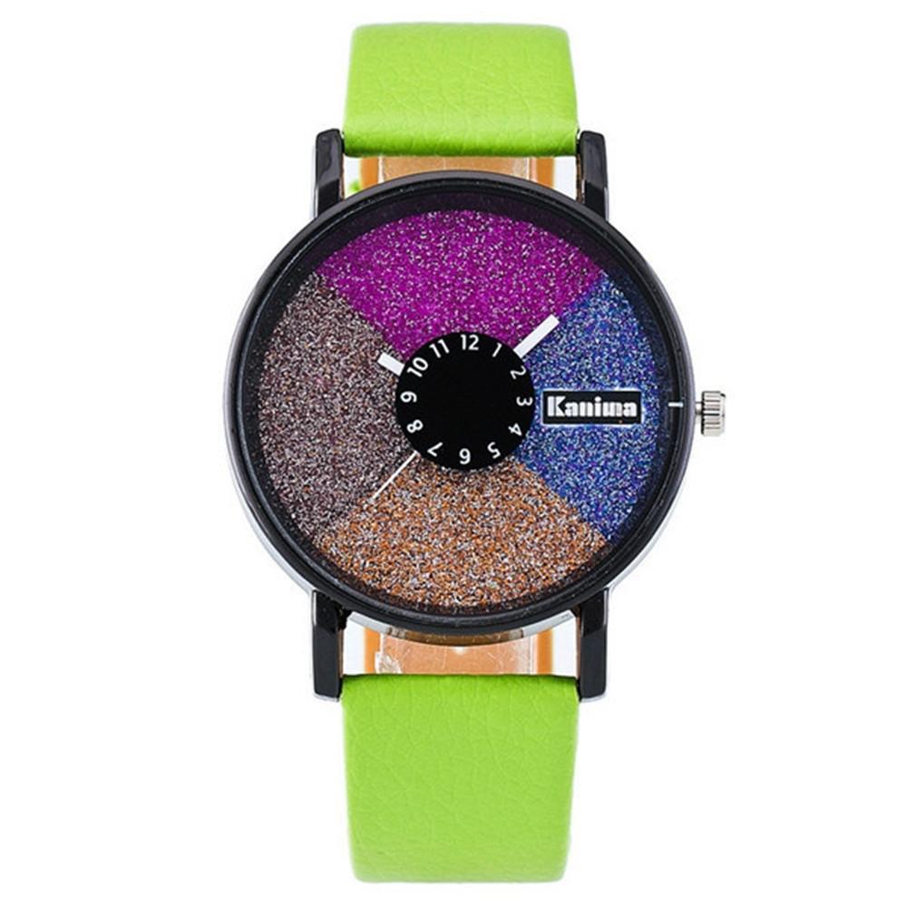 2PCS Fashion Watch Women Candy Leather Strap Wristwatch Casual Creative Quartz Watch