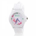 2PCS Women's Trend Geneva Flowers Produced Call White Plastic Band Analog Quartz Sweet Activities Wristwatch