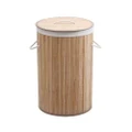 Home Collapsible Bamboo Laundry Hamper (Natural Brown) - Round
