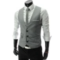 Vicanber Men Peaky Blinder Waistcoat Herringbone Double Breasted Formal Wedding Vest Tops (Grey,L)