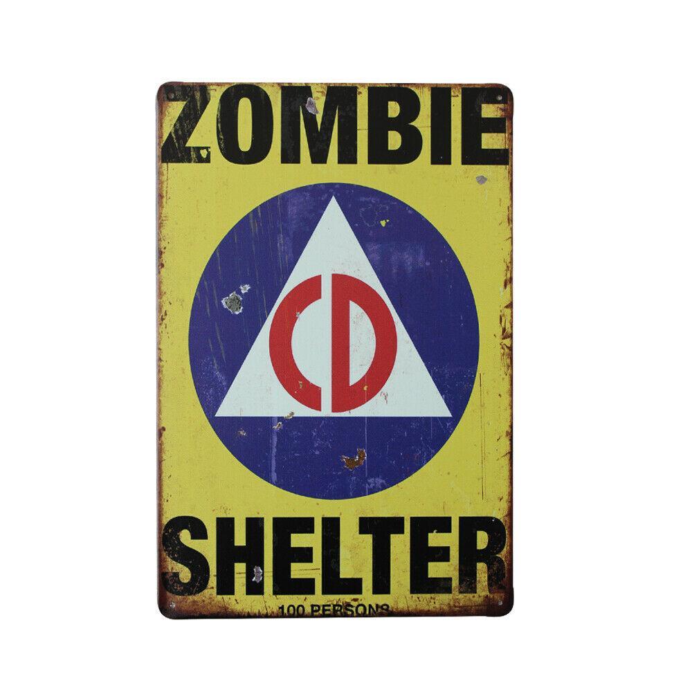2xtin Sign Zombie Shelter Sign Yellow