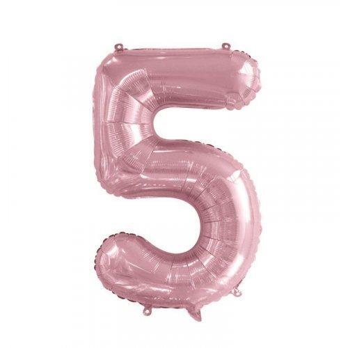 Number 5 Light Pink Foil Balloon 86cm