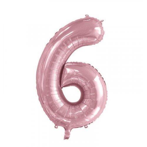 Number 6 Light Pink Foil Balloon 86cm