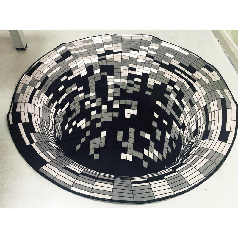 3D Optical Vortex Illusion Carpet Round Rug Style 1
