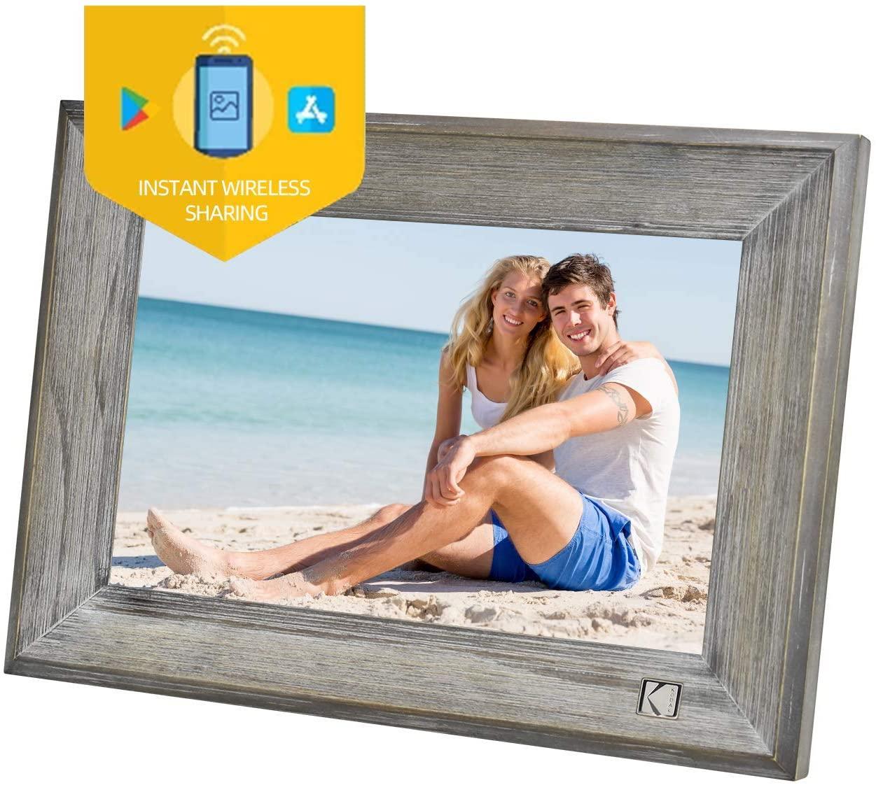 KODAK Classic Digital Photo Frame Wood 1013W, 10 inch Touch Screen Electronic Picture Frame Wifi Enabled, Cloud Storage, 16GB Internal Memory with Picture Music Video Function