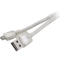 LC7243 Transparent Micro USB Lead 2M Double Sided USB-a Plug USB-B