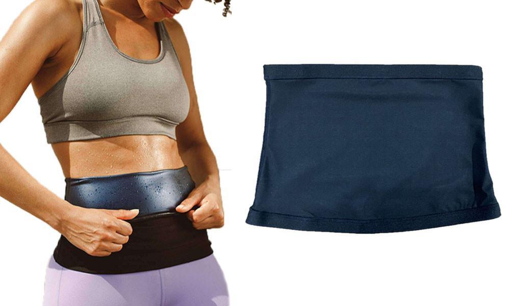 Heat Trapping Waist Trimmer - Black with Blue - S/M - Boosts Natural Body Heat And Accelerates Metabolism With Physical Exercises