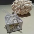 50 x Silver Dove Bird Heart Wedding Table Guest Gift Bomboniere Favor Card Box 5x5cm