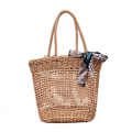 D94 Outdoor Summer Beach Bag Woven Bag Female Large-capacity Handbag Bow Hollow Holiday Bag Messenger Bag Tide Bag Shopping Bag