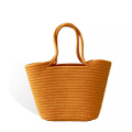 D73 Outdoor Summer Ladies Vacation Beach Bag Retro Portable Woven Basket Cotton Rope Woven Bag Travel Handbag Shopping Bag