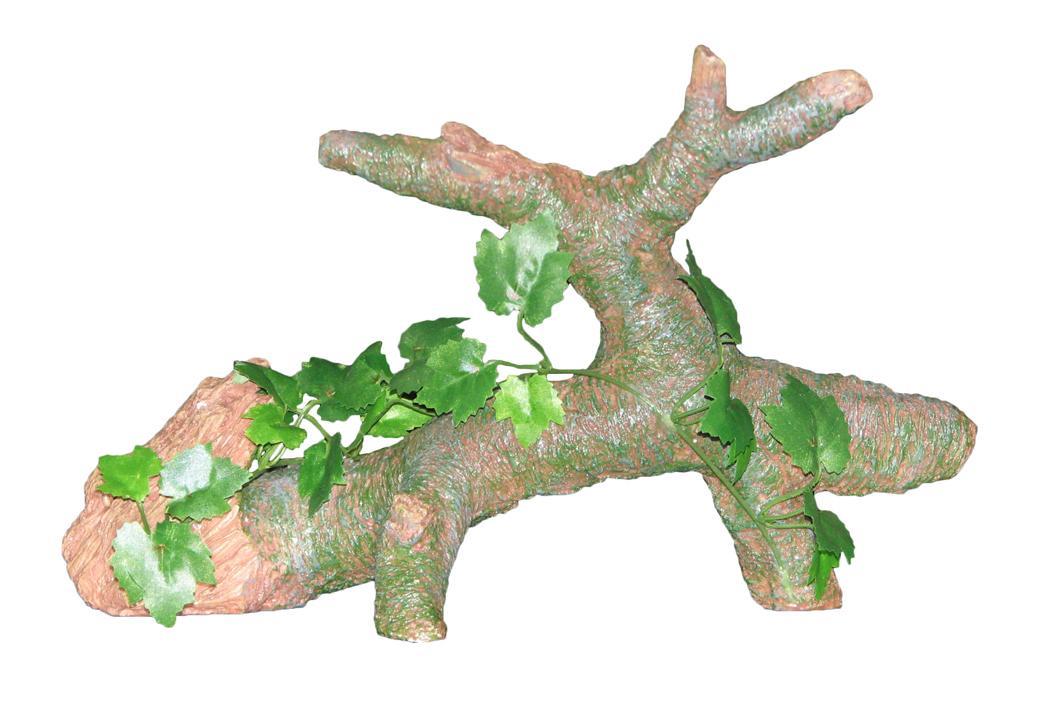 URS Ornament Log w/ Silk Plant Reptile Accessory Medium