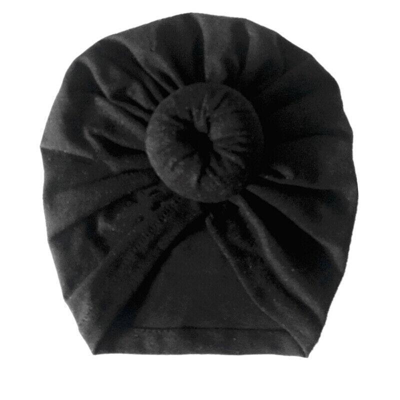 GoodGoods Newborn Kids Baby Knot Turban Head Infant Wrap India Hats Soft Cotton Beanie Cap (Black)