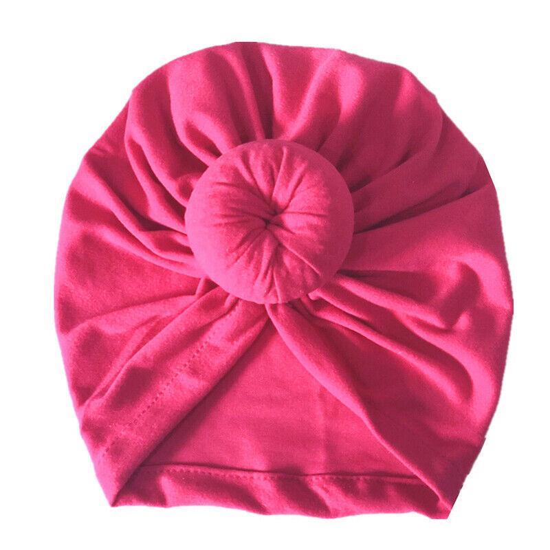 GoodGoods Newborn Kids Baby Knot Turban Head Infant Wrap India Hats Soft Cotton Beanie Cap (Rose Red)