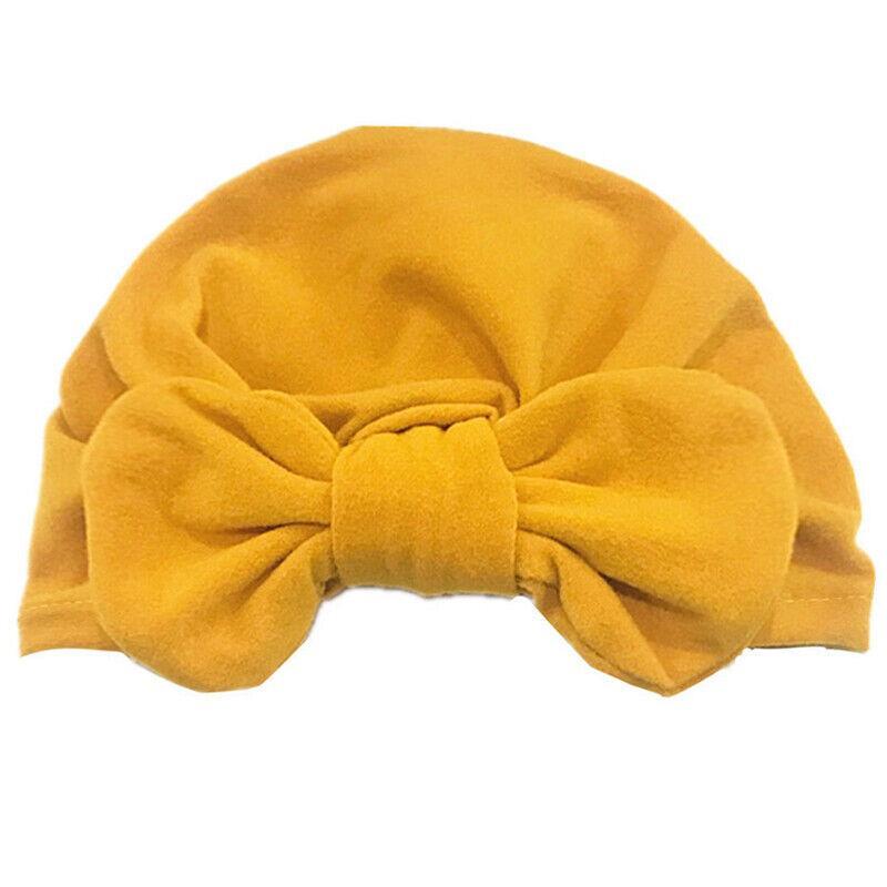 GoodGoods Newborn Toddler Kids Bow Knot Turban Hats Infant Girl India Head Wrap Beanie Cap (Yellow)