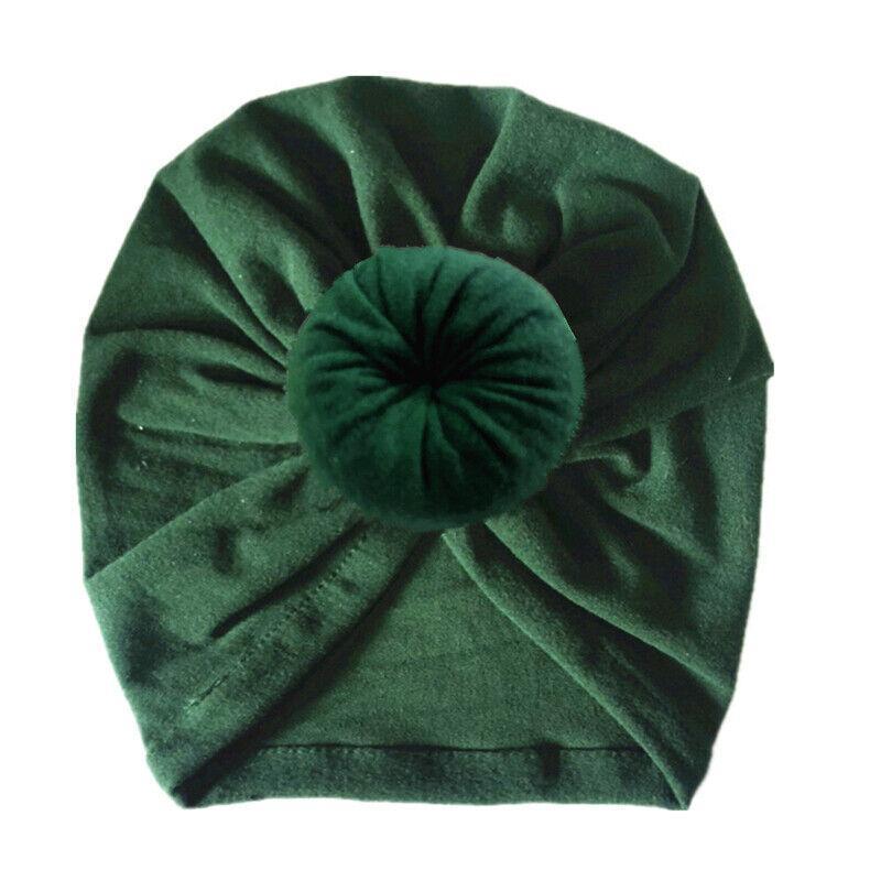 GoodGoods Newborn Kids Baby Knot Turban Head Infant Wrap India Hats Soft Cotton Beanie Cap (Dark Green)