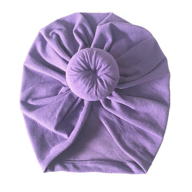 GoodGoods Newborn Kids Baby Knot Turban Head Infant Wrap India Hats Soft Cotton Beanie Cap (Purple)